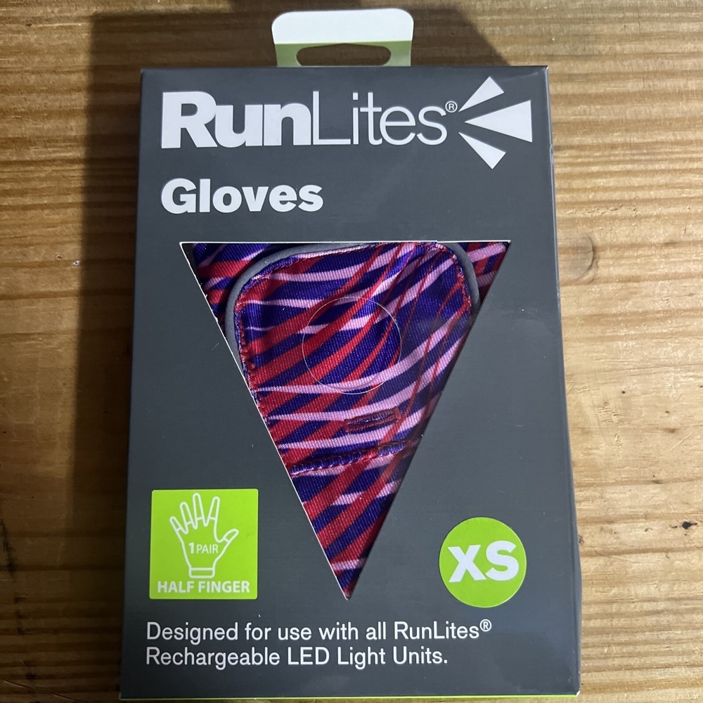 RunLites Pink Purple Striped Half Finger‎ Running Glove Size XS With Lights